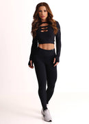 Legging Cós Médio Superhot Blackout Preto CAL5578 UV50+