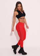 Legging Cós Médio Superhot Blackout Vermelho CAL5419