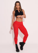 Legging Cós Médio Superhot Blackout Vermelho CAL5419