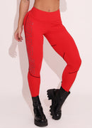 Legging Cós Médio Superhot Blackout Vermelho CAL5419