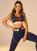 Legging Cós Médio Superhot Comfy Azul Marinho CAL5428 Proteção UV50+