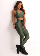 Legging Cós Alto Superhot Wet+ Verde Oliva CAL5558 UV50+