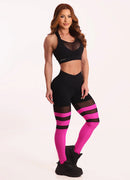 Legging Superhot Blackout Preto e Pink CAL5597 UV50+